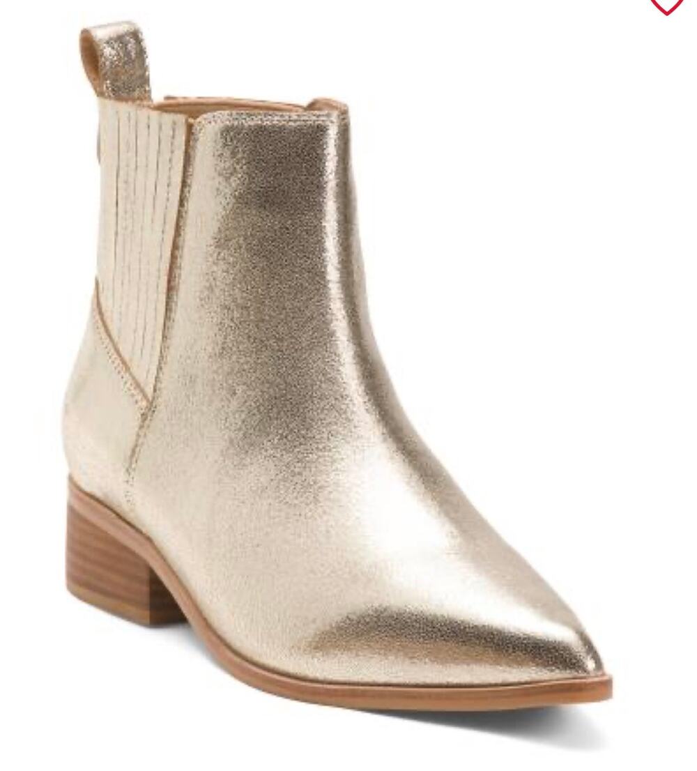 FRANKiE4 Nina Metallic Gold Leather Pointed Toe Chelsea Ankle Boots Size 9.5 New
